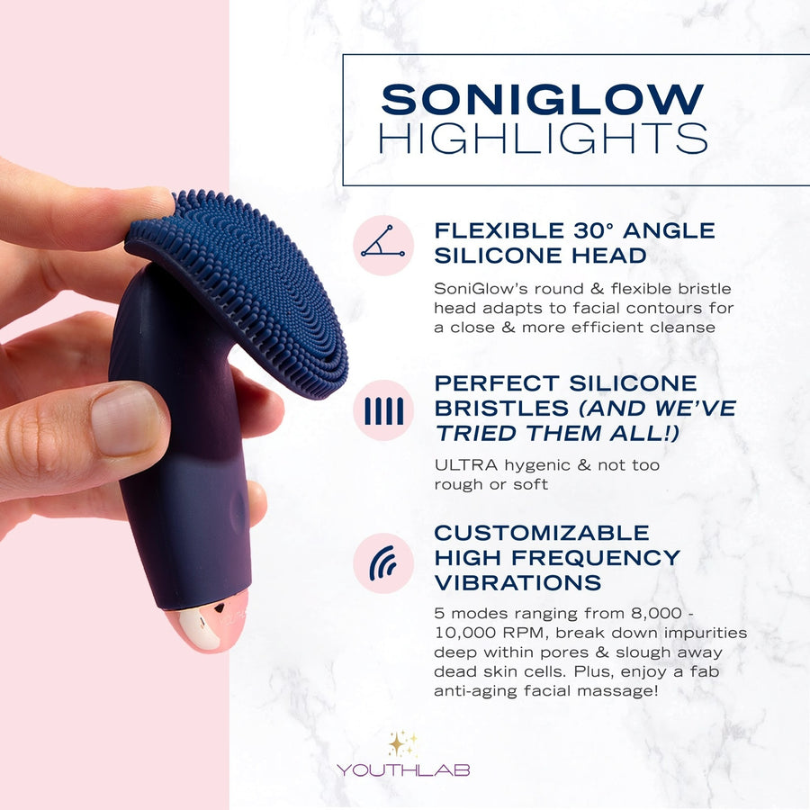 YouthLab SoniGlow Silicone Facial Cleansing Brush