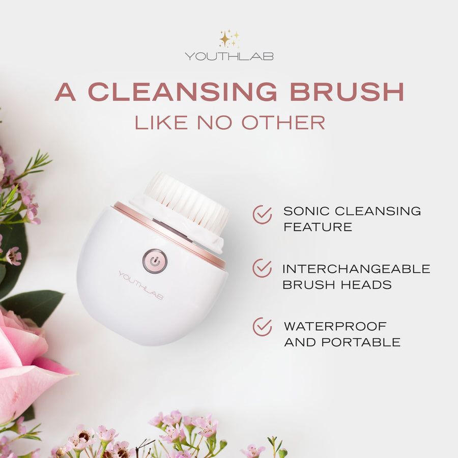 YouthLab Pure Radiance Facial Cleansing Brush in rose gold.