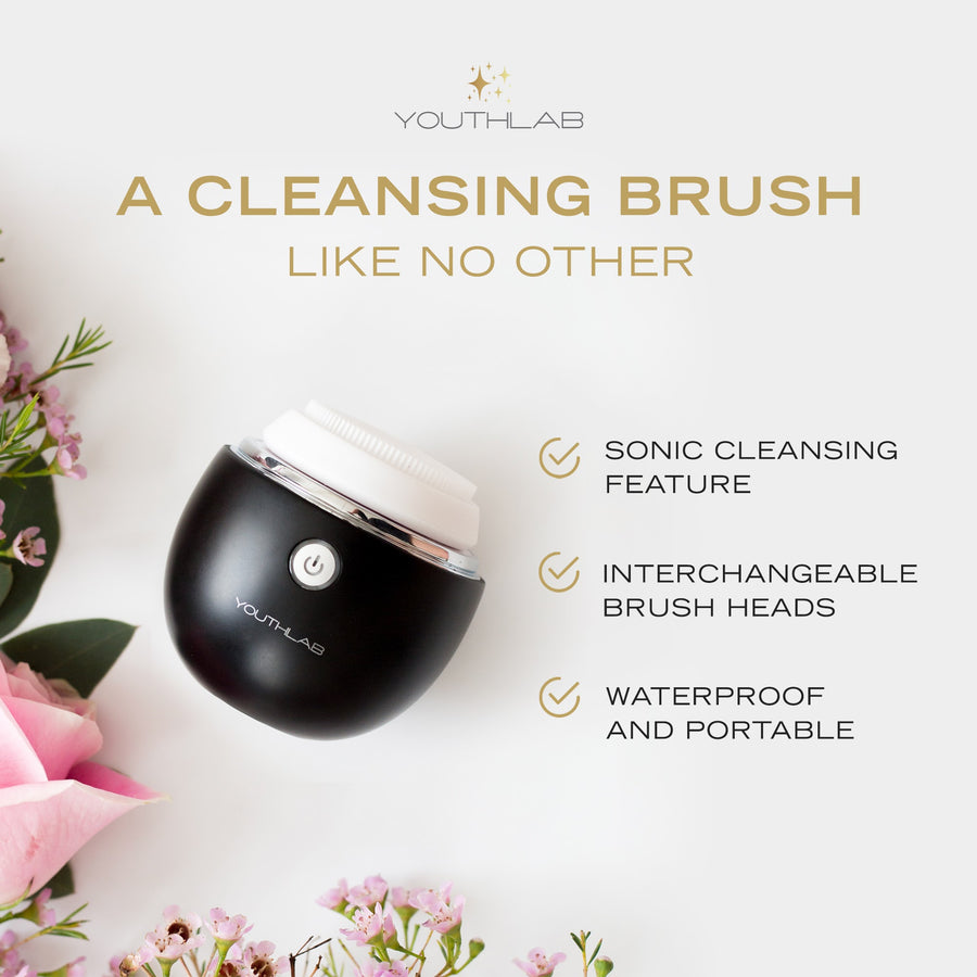 YouthLab Pure Radiance Facial Cleansing Brush in black.